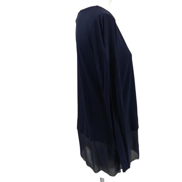 Eileen Fisher 100% Silk Long Sleeve Blue Blouse Size Petite S Sheer Hem Career - Picture 13 of 14